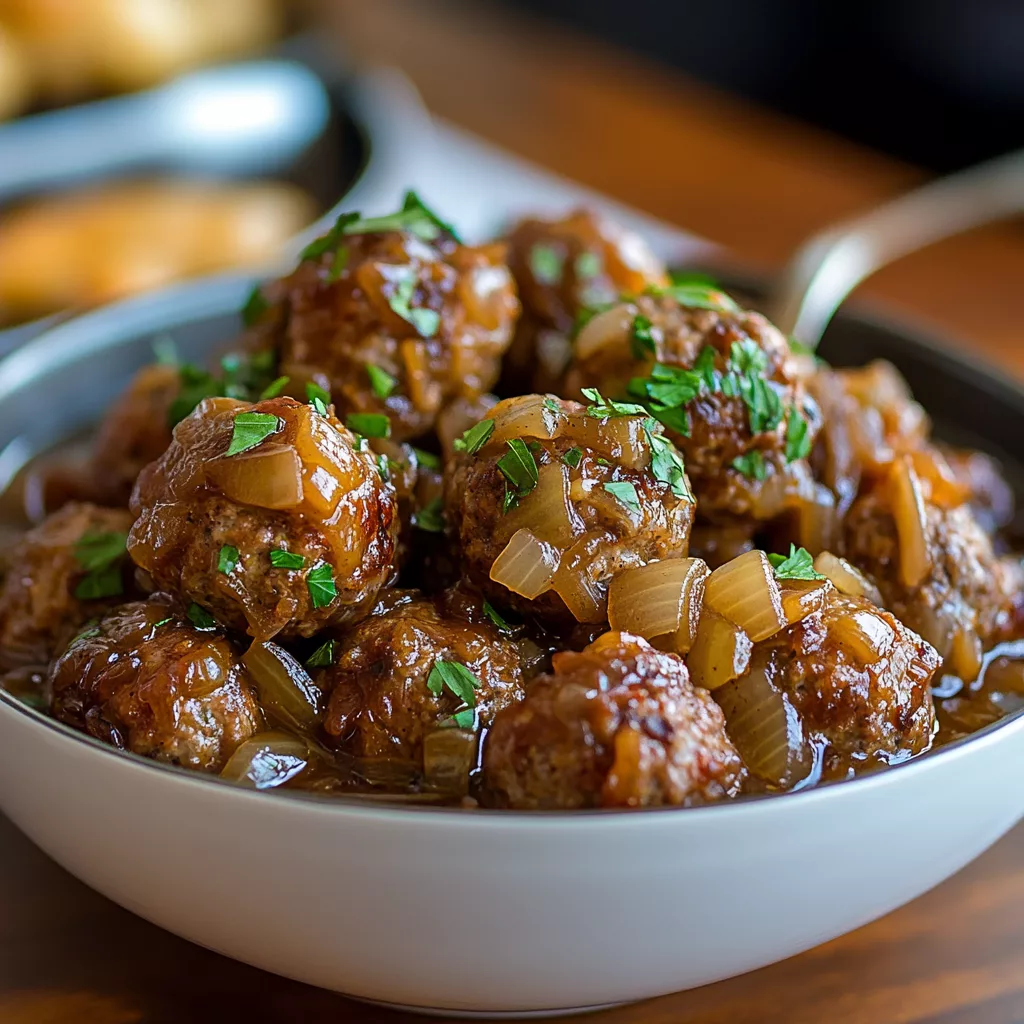 French onion meatballs