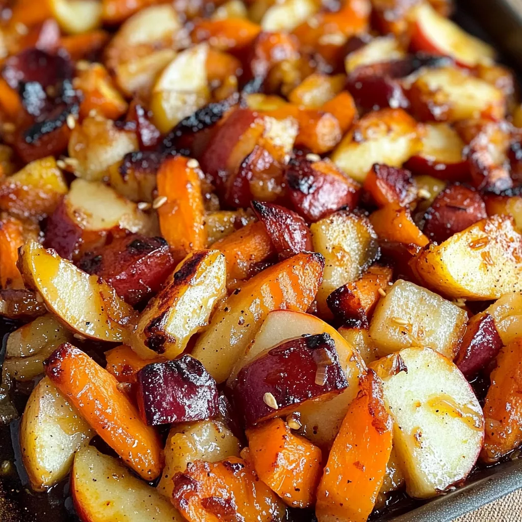 Maple Dijon Roasted Apples and Carrots