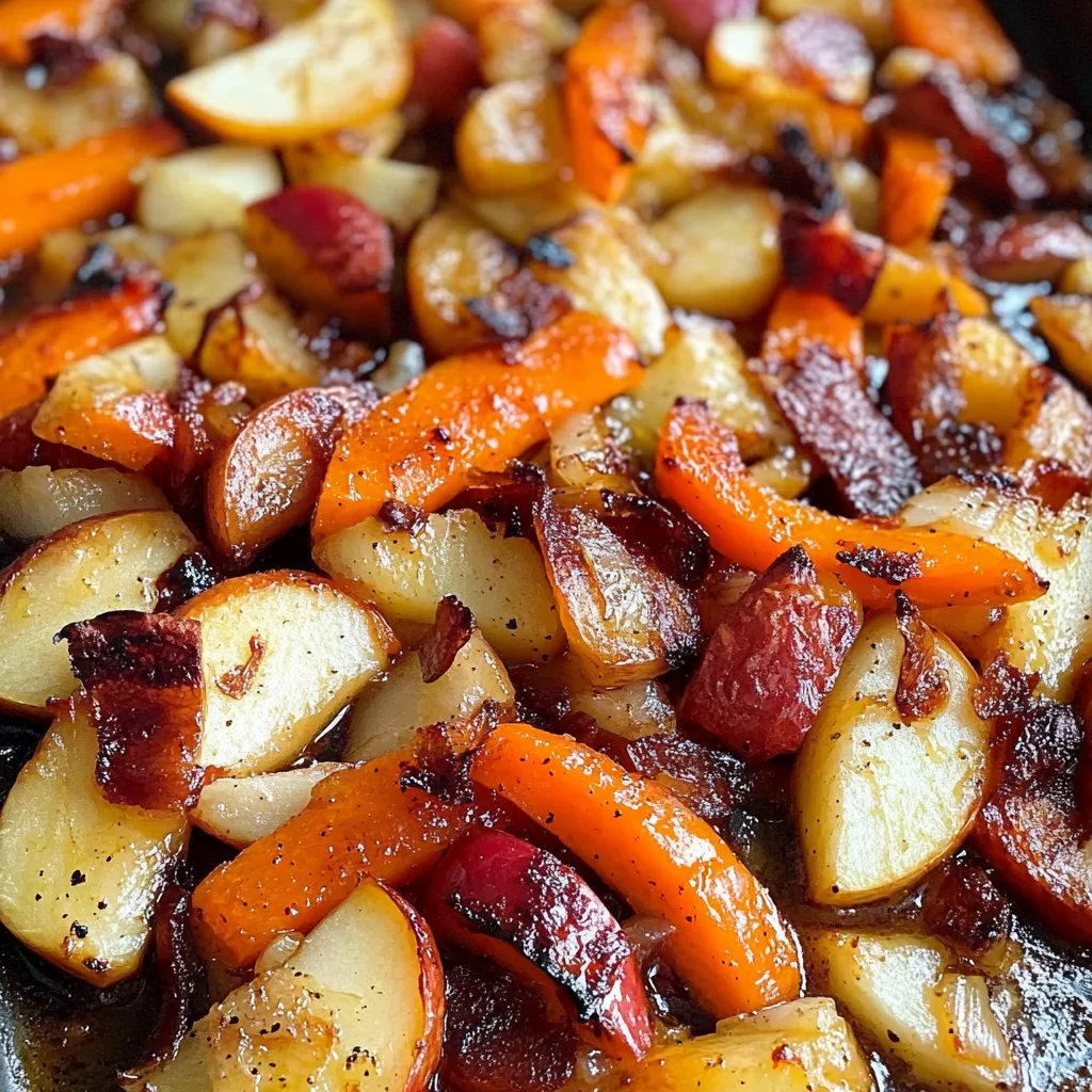 Maple Dijon Roasted Apples and Carrots