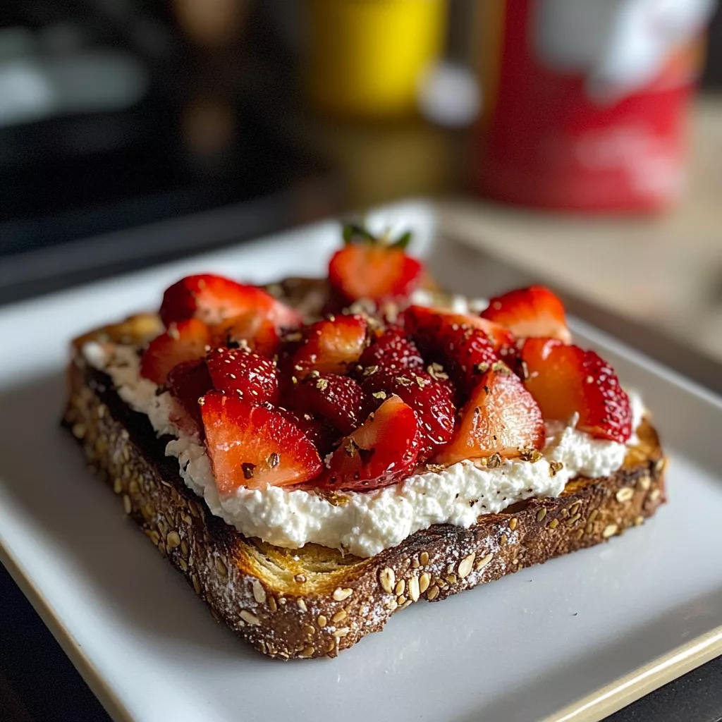 Roasted Strawberry Whipped Ricotta Toast