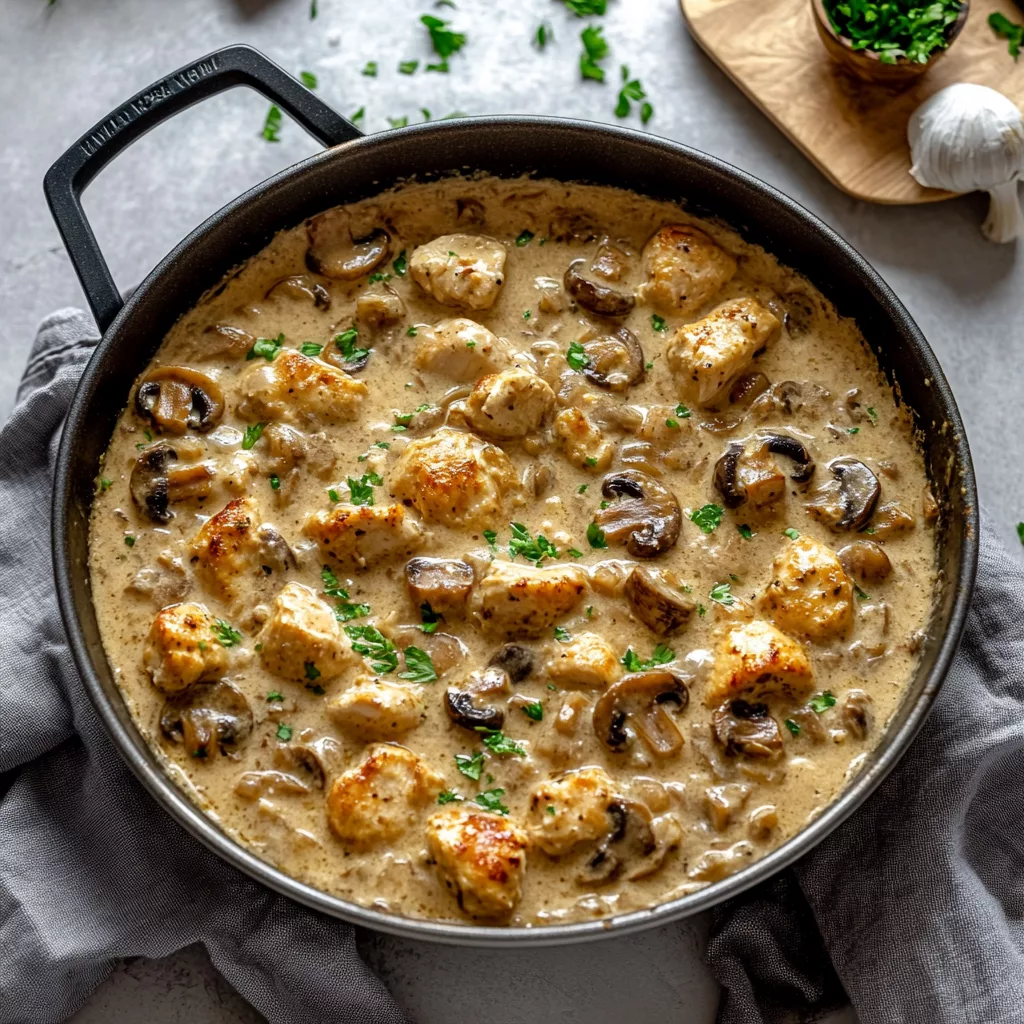 Creamy Chicken and Mushroom One Pan Casserole