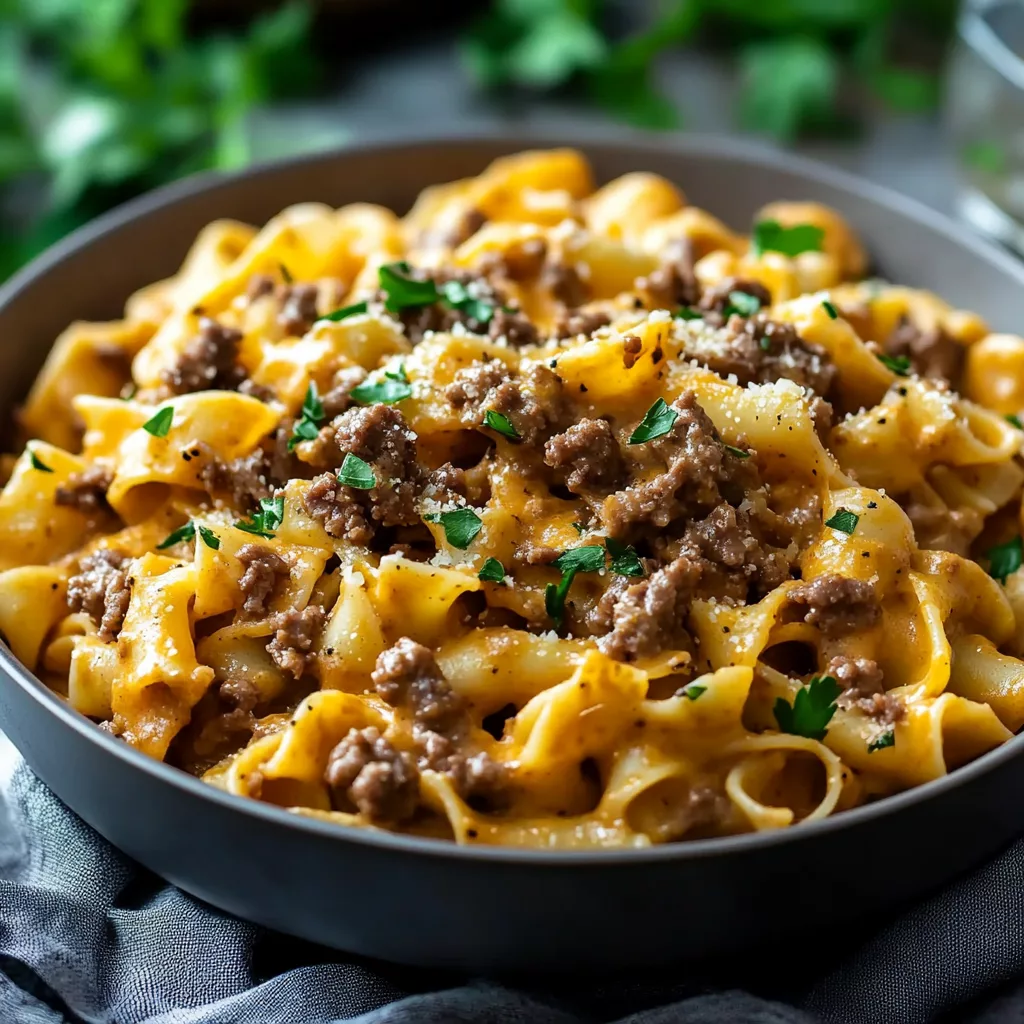 High Protein Creamy Beef Pasta
