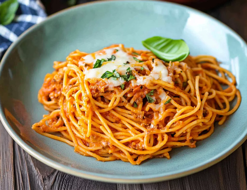Healthy Southern Baked Spaghetti