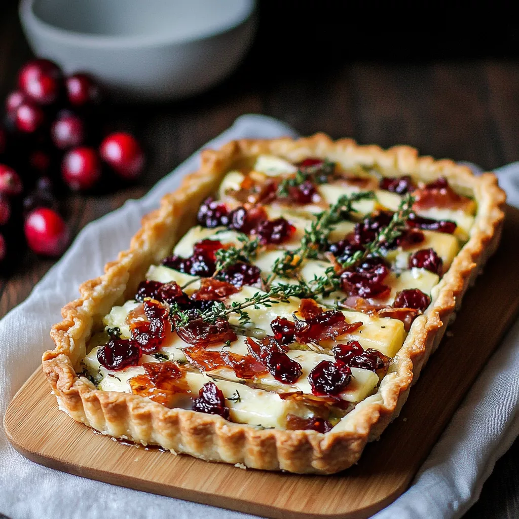 cranberry brie tart with pancetta and thyme