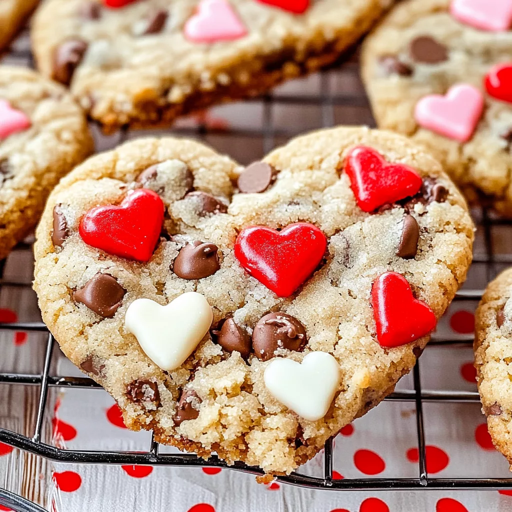 Heart shaped chocolate chip cookies