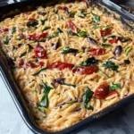 Cheesy Baked Orzo with Vegetables