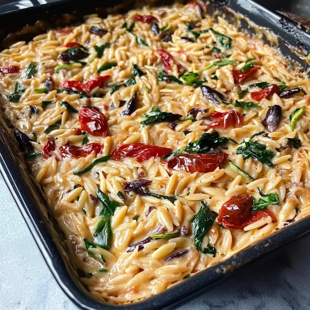 Cheesy Baked Orzo with Vegetables