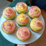 Mango Strawberry Sunset Cupcakes