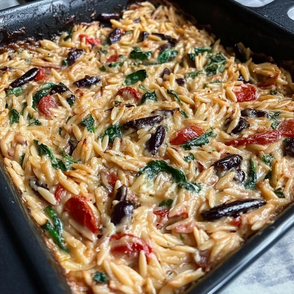 Cheesy Baked Orzo with Vegetables