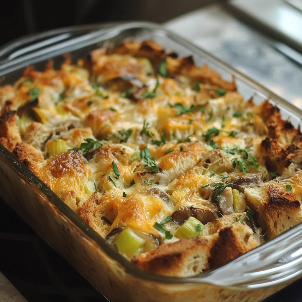 Savory Leek and Gruyère Bread Pudding