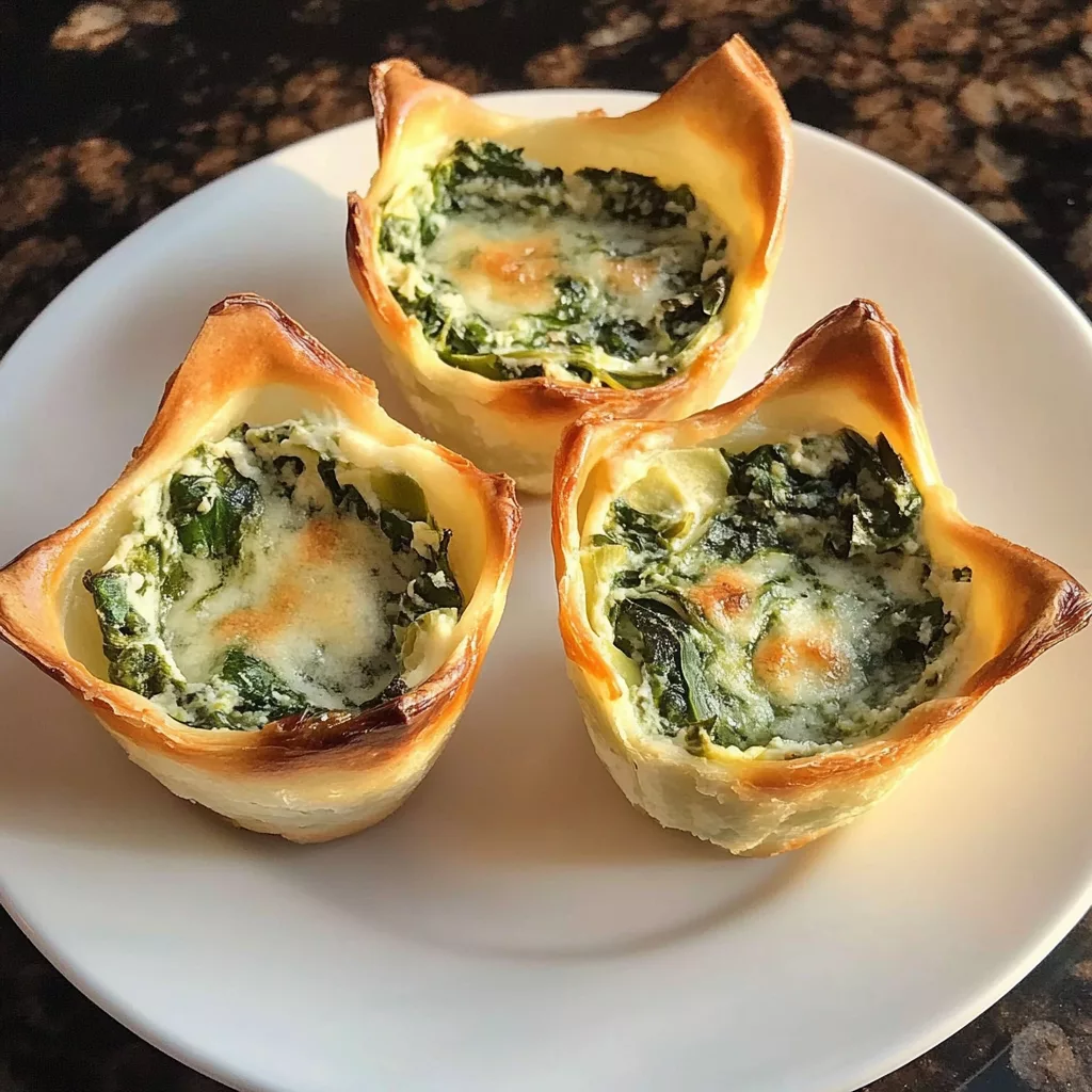Spinach Artichoke Dip Wonton Cups