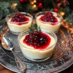 Eggnog Panna Cotta with Spiked Cranberry Sauce