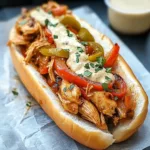 Healthy Crockpot Chicken Philly Cheesesteak