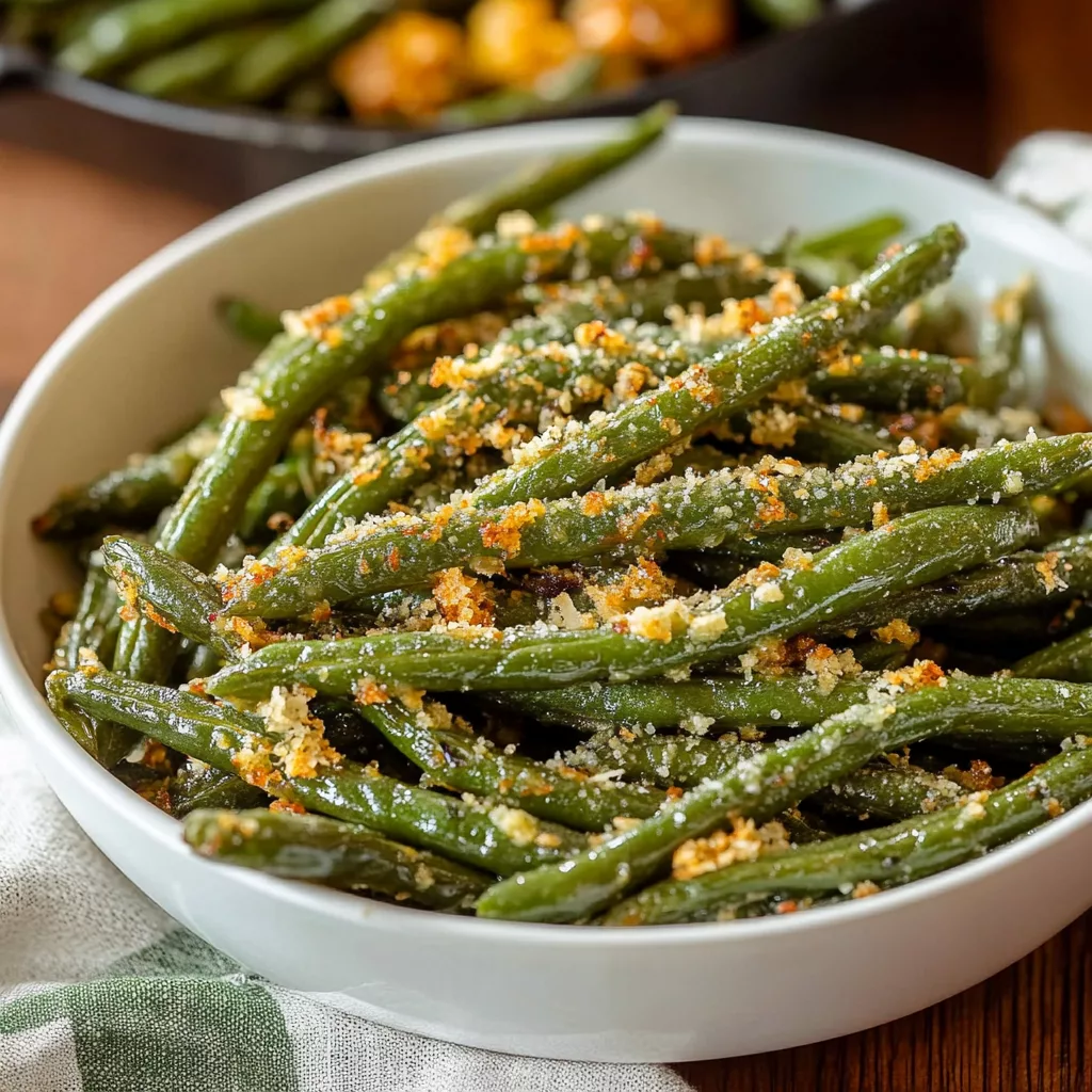 Crispy Garlic Parmesan Roasted Green Beans