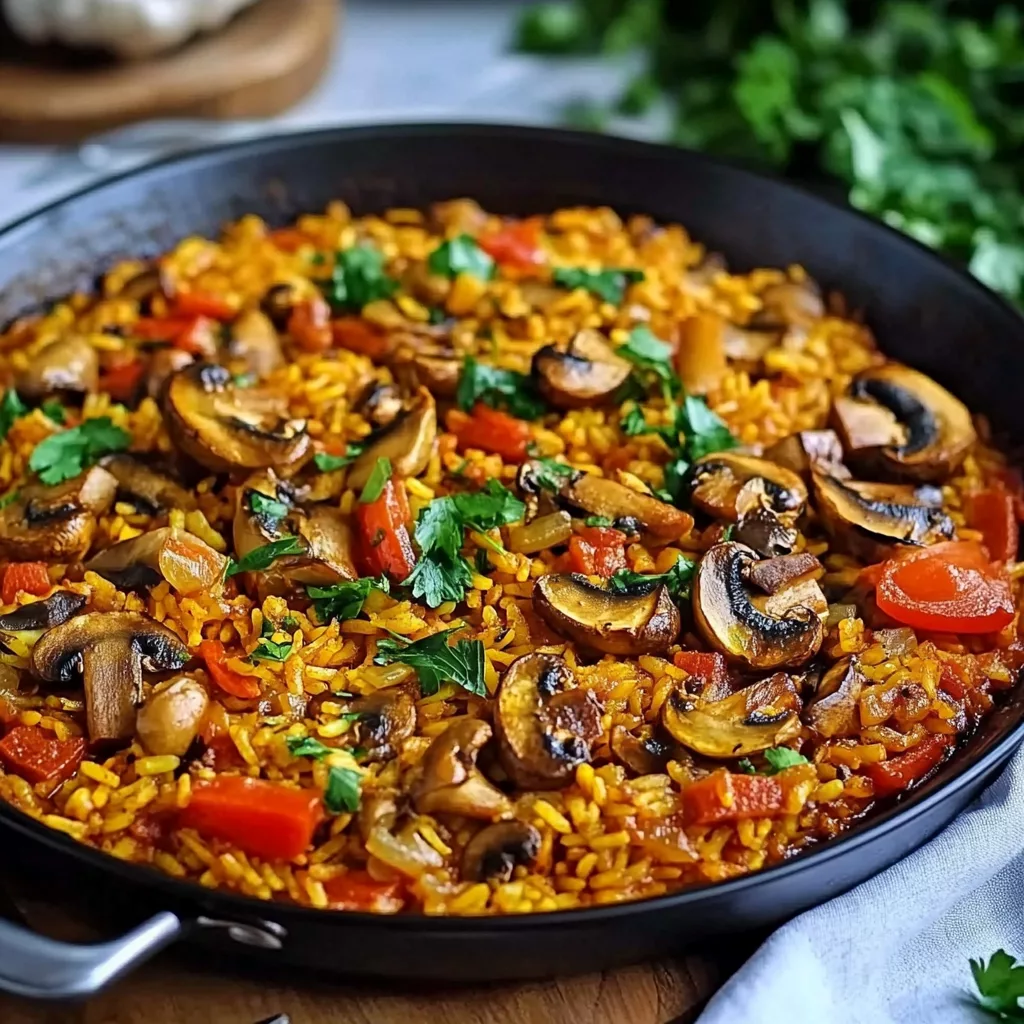 Vegan Paella with Mixed Mushrooms
