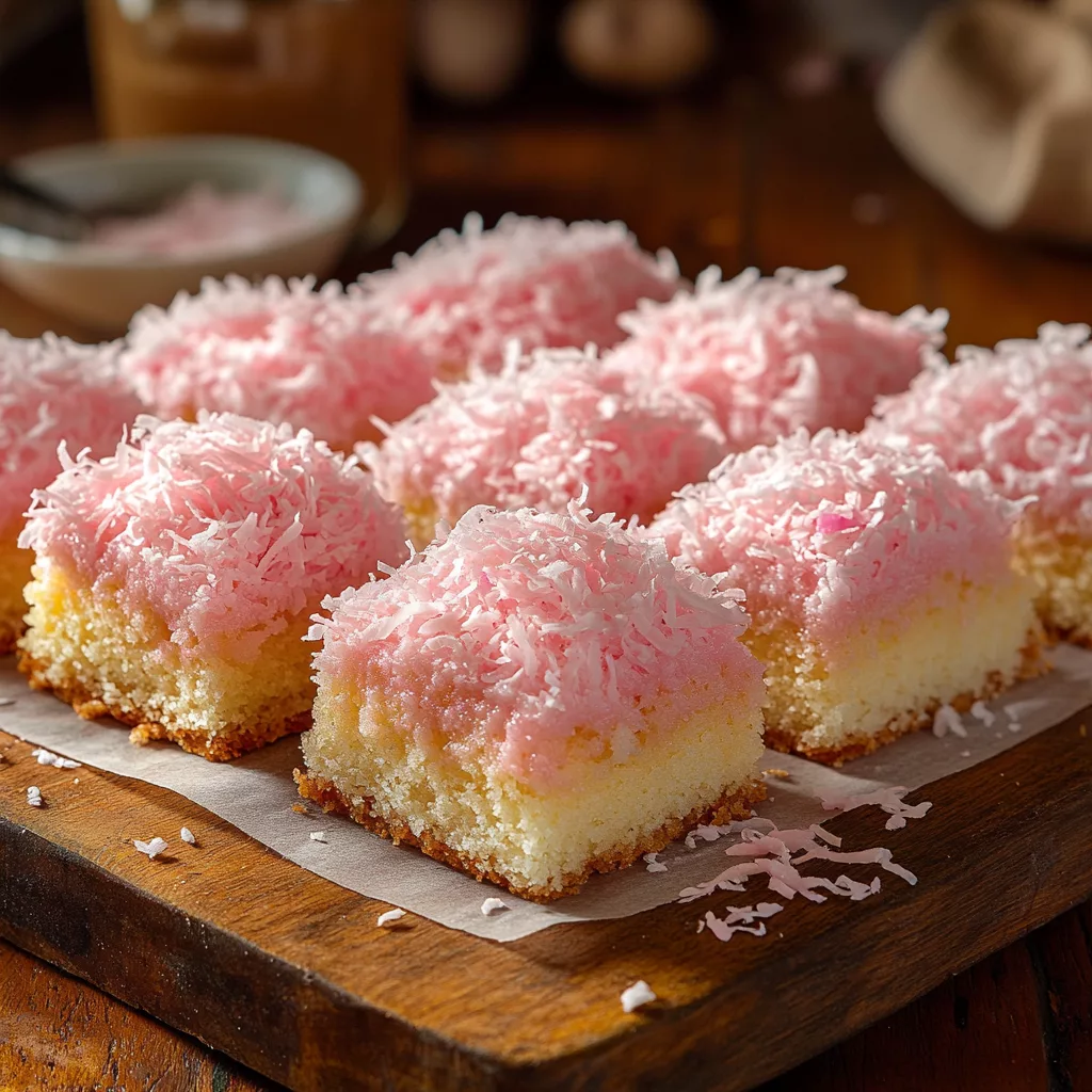 Pink Coconut Snowball Cake Bars