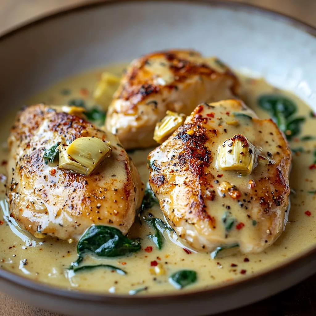 Creamy Spinach Artichoke Chicken Skillet