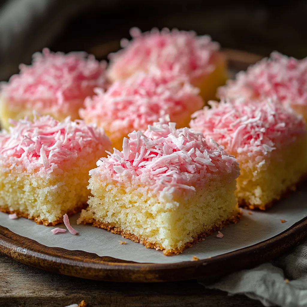 Pink Coconut Snowball Cake Bars