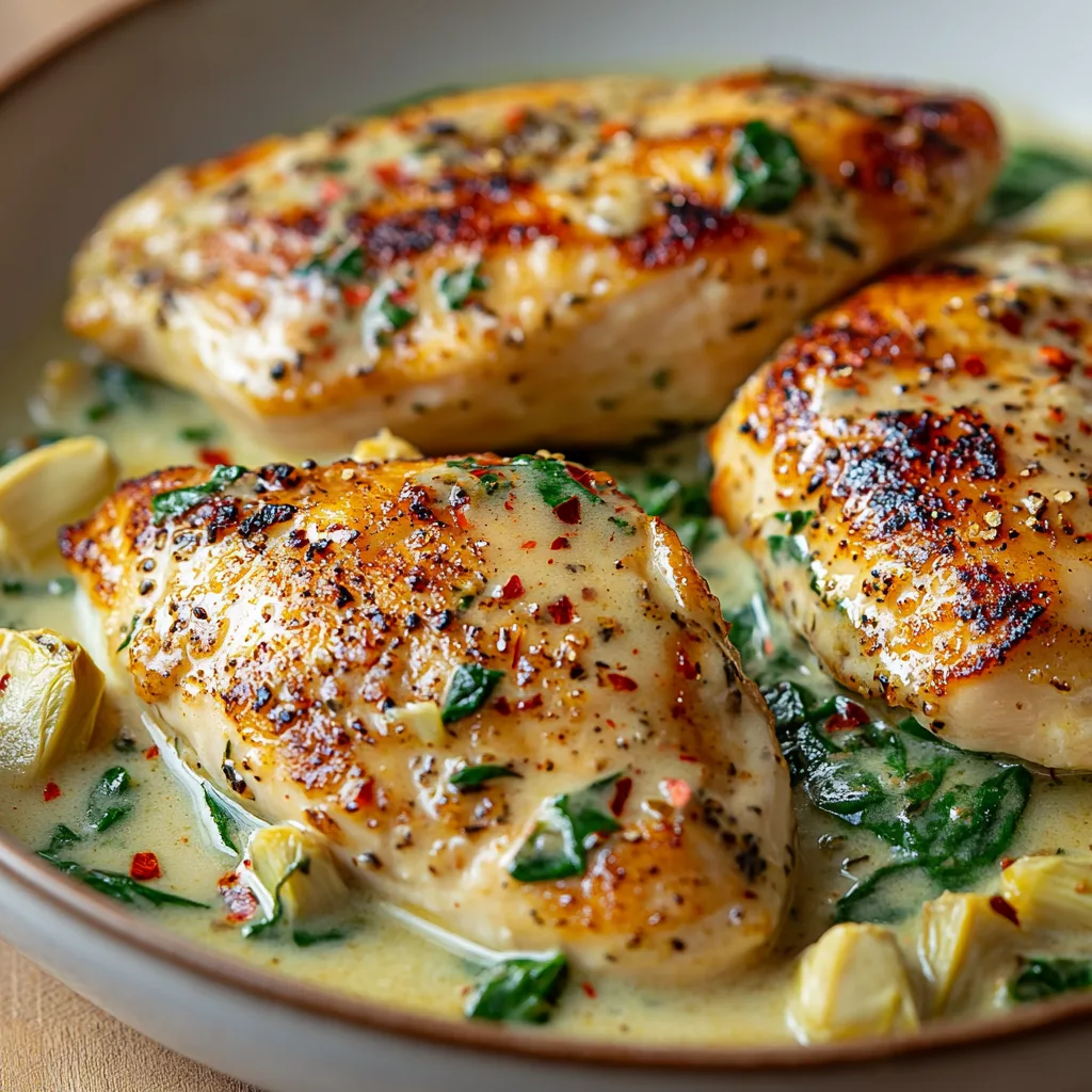 Creamy Spinach Artichoke Chicken Skillet