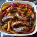 Roasted Sausages Peppers and Onions