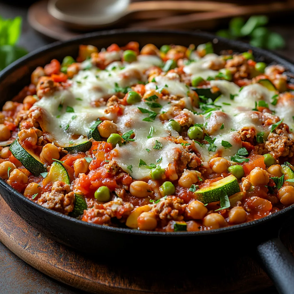 Ground Turkey Zucchini Chickpea Skillet