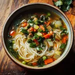 Healing Ginger Garlic Broth with Rice Noodles