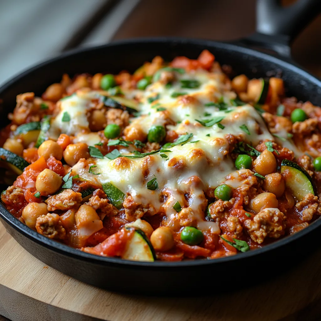 Ground Turkey Zucchini Chickpea Skillet