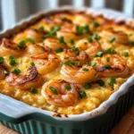 Spicy Shrimp and Grits Casserole with Gouda Cheese
