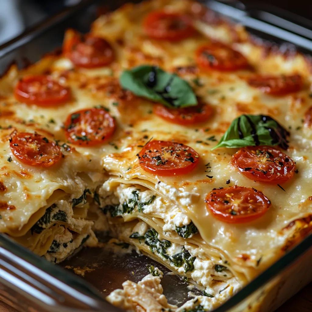 White Chicken Caprese Lasagna