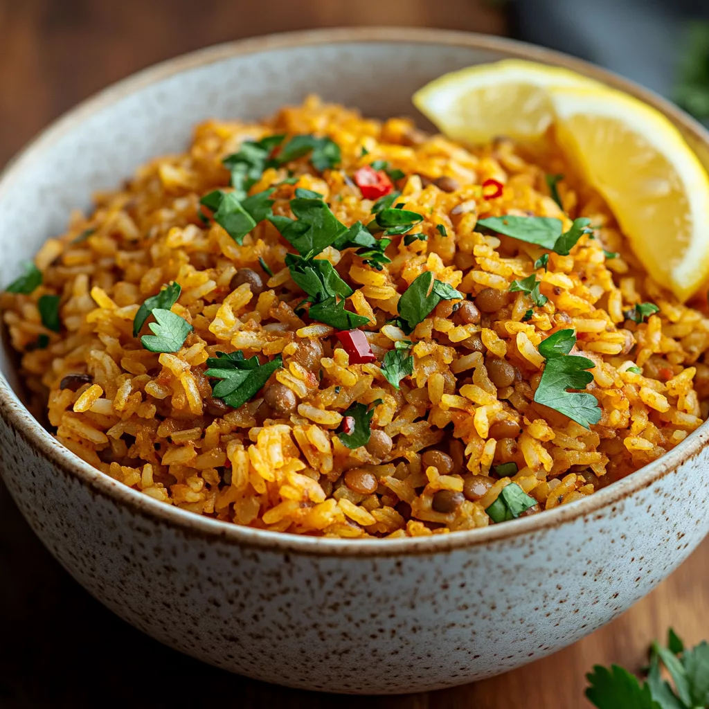 Garlicky Lentil Rice