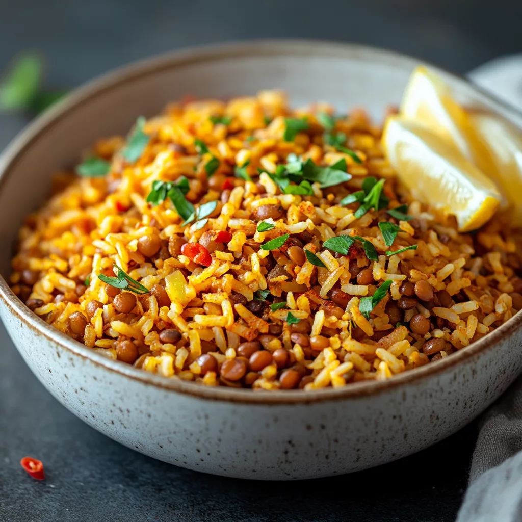 Garlicky Lentil Rice