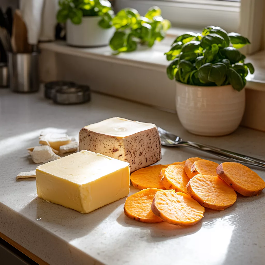 Garlic Butter Scalloped Sweet Potatoes
