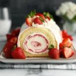 Strawberries and Cream Swiss Roll