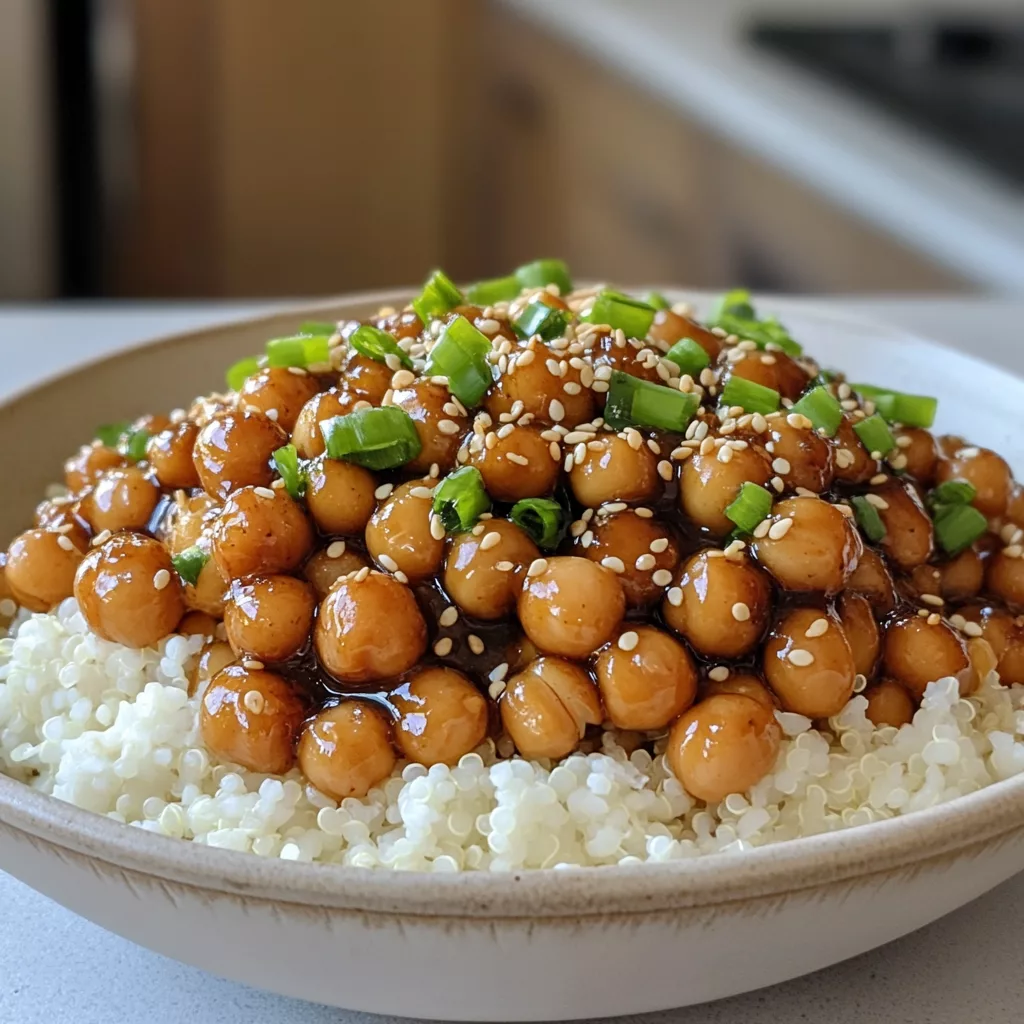 vegan sticky sesame chickpeas
