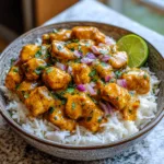 basil chicken with coconut curry sauce
