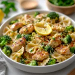 Cowboy Butter Lemon Bowtie Chicken with Broccoli