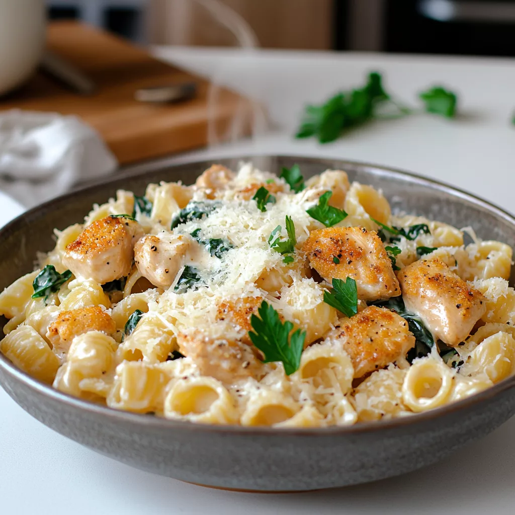 Healthy Garlic Parmesan Chicken Pasta