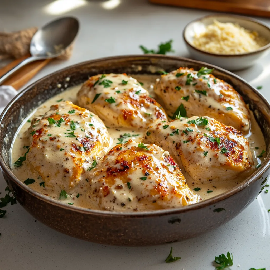 Slow Cooker Creamy Garlic Parmesan Chicken