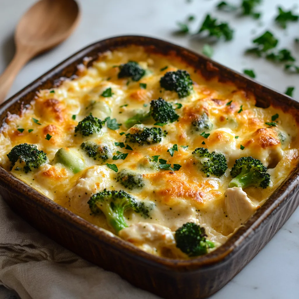 keto chicken alfredo broccoli bake