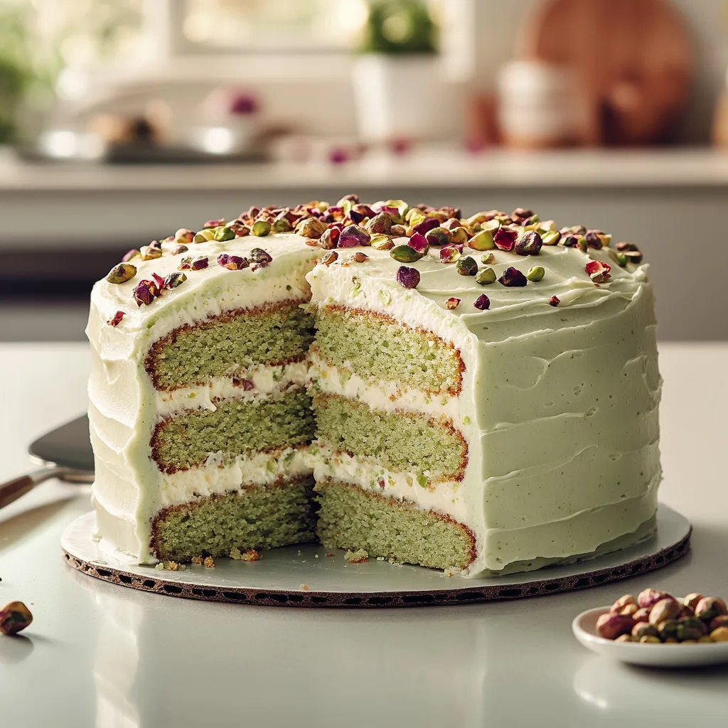 Pistachio Rose Mascarpone Cream Cakes