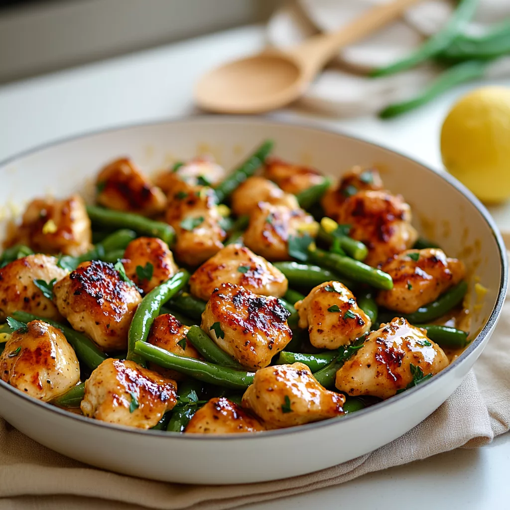 lemon garlic butter chicken and green beans skillet