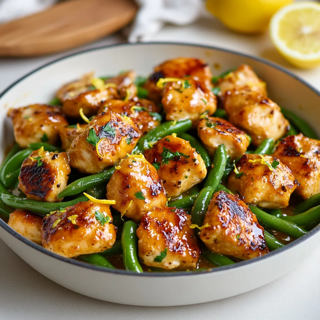 lemon garlic butter chicken and green beans skillet