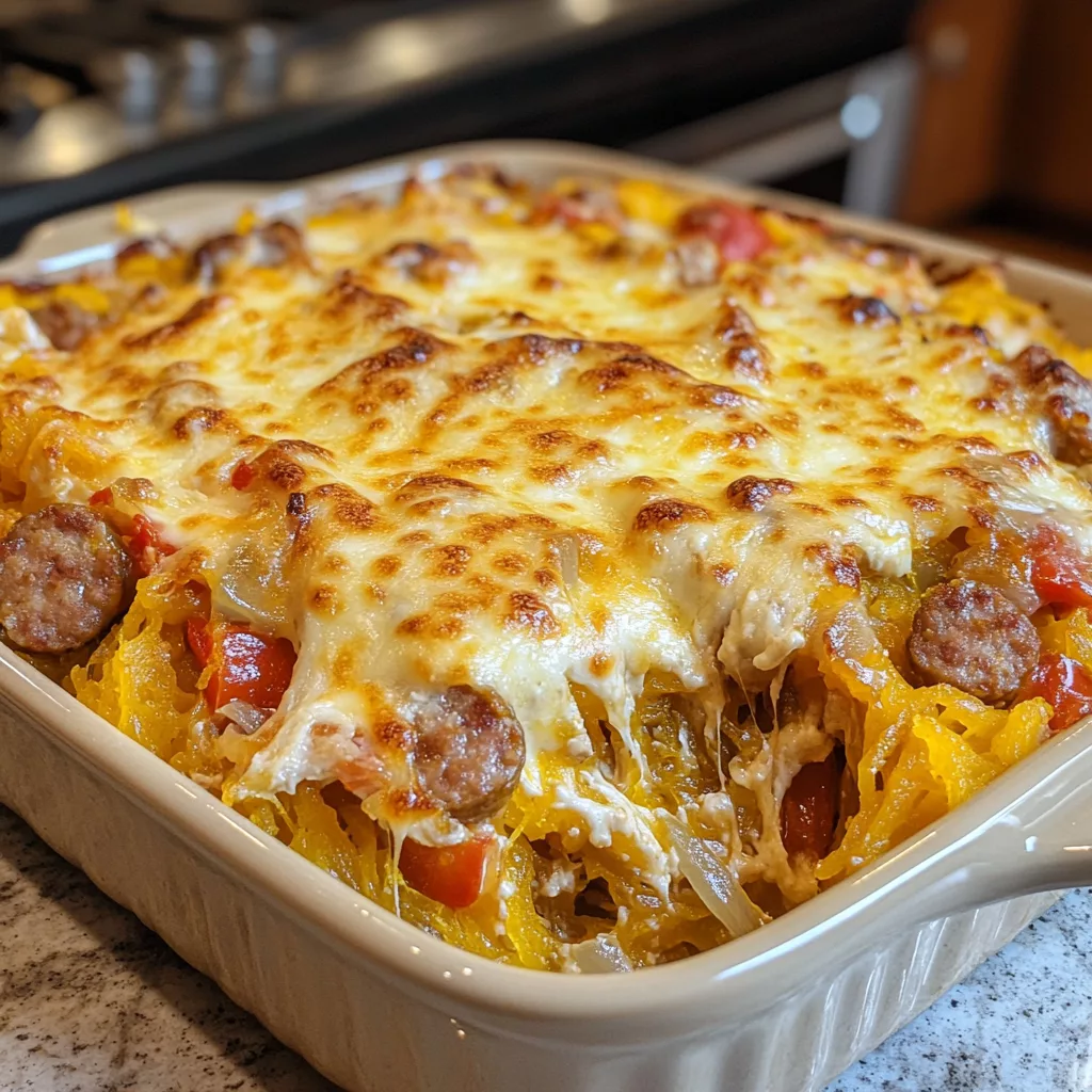 sausage and peppers spaghetti squash casserole