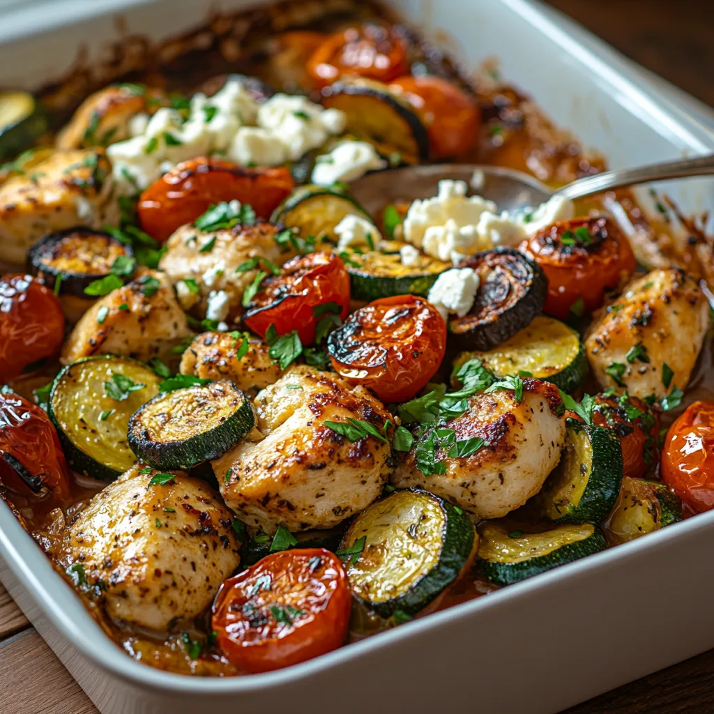 Mediterranean Chicken Zucchini Bake