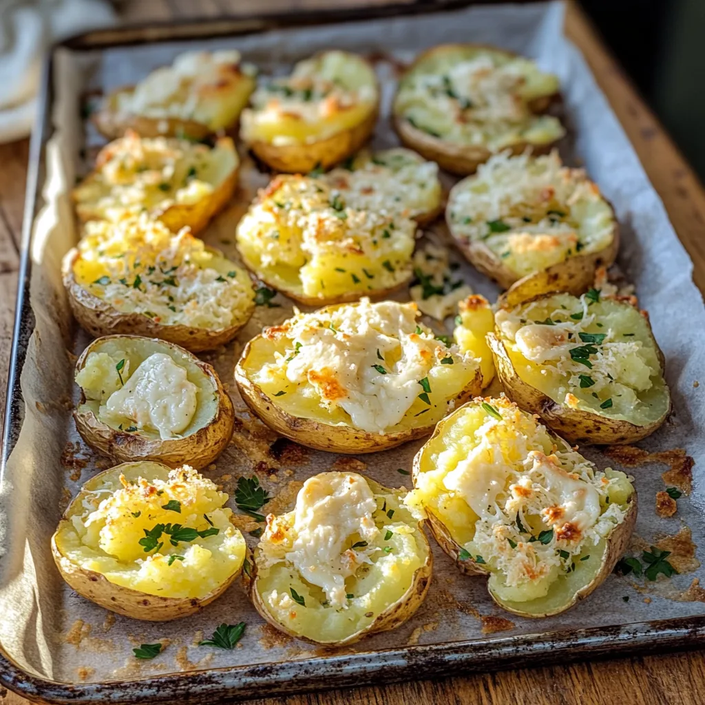 Crispy Garlic Butter Parmesan Smashed Potatoes