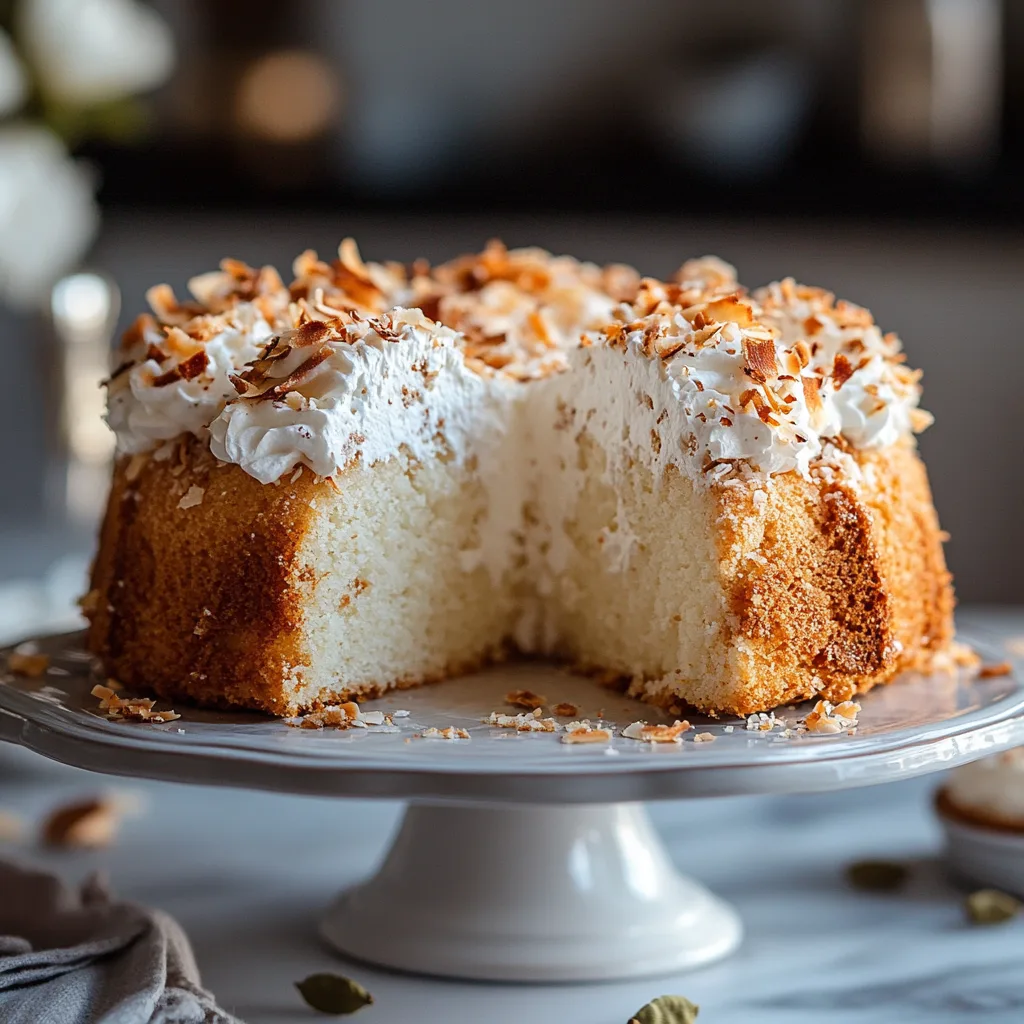 Cardamom and Toasted Coconut Angel Food Cake