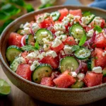Watermelon Salad with Cucumber and Feta