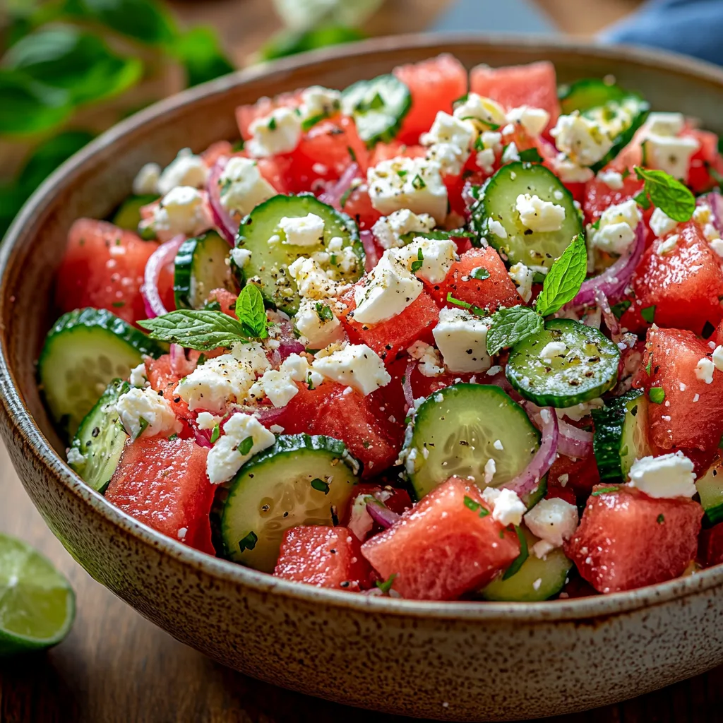 Watermelon Salad with Cucumber and Feta