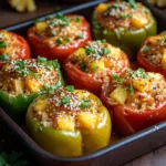 Teriyaki Pineapple Chicken Rice Stuffed Peppers