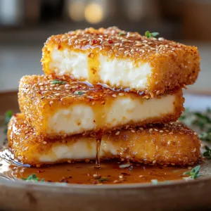 Fried Feta with Sesame and Spicy Honey